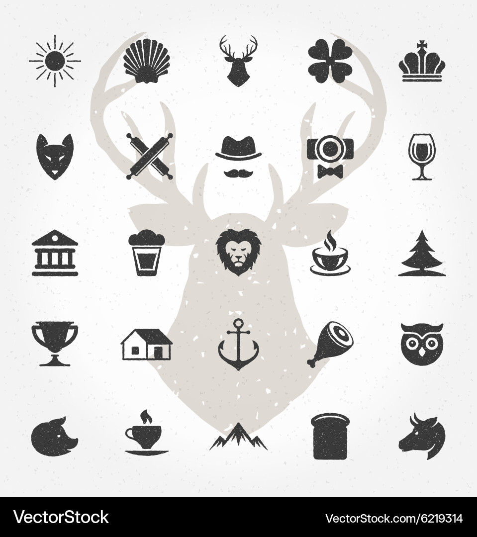 Retro hand drawn objects and icons design vector image
