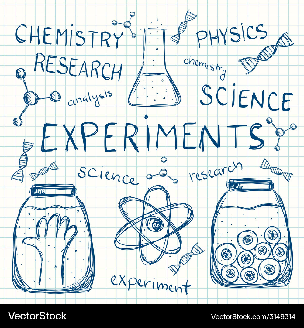 Sciientific experiments on squared paper Vector Image