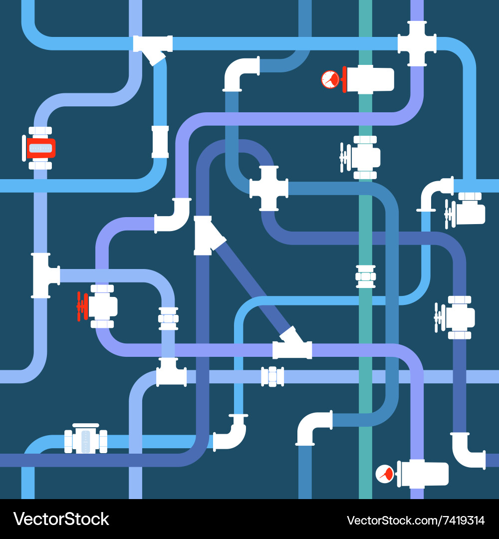 Seamless background of color water pipeline vector image