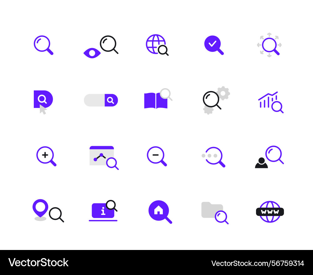 Set of line icons related to internet search Vector Image