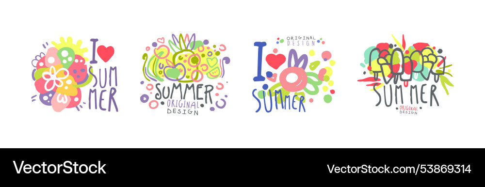 Summer bright original design label with hand Summer bright original design label with hand vector image