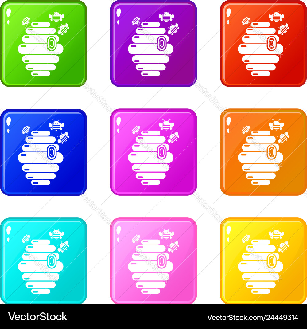 Swarm icons set 9 color collection Vector Image