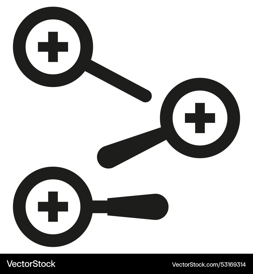Three magnifying glasses different handle angles Vector Image