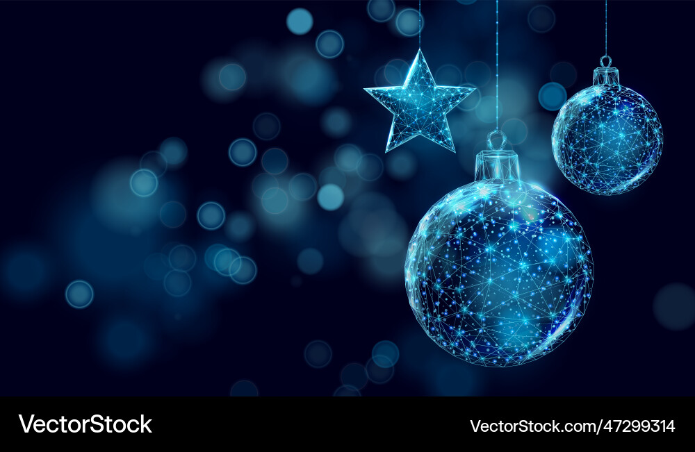 Wireframe christmas balls low poly style merry vector image