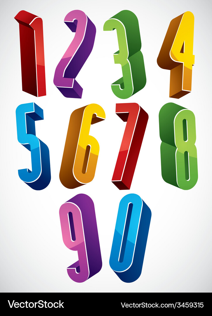 3d extra tall numbers set made with round shapes Vector Image