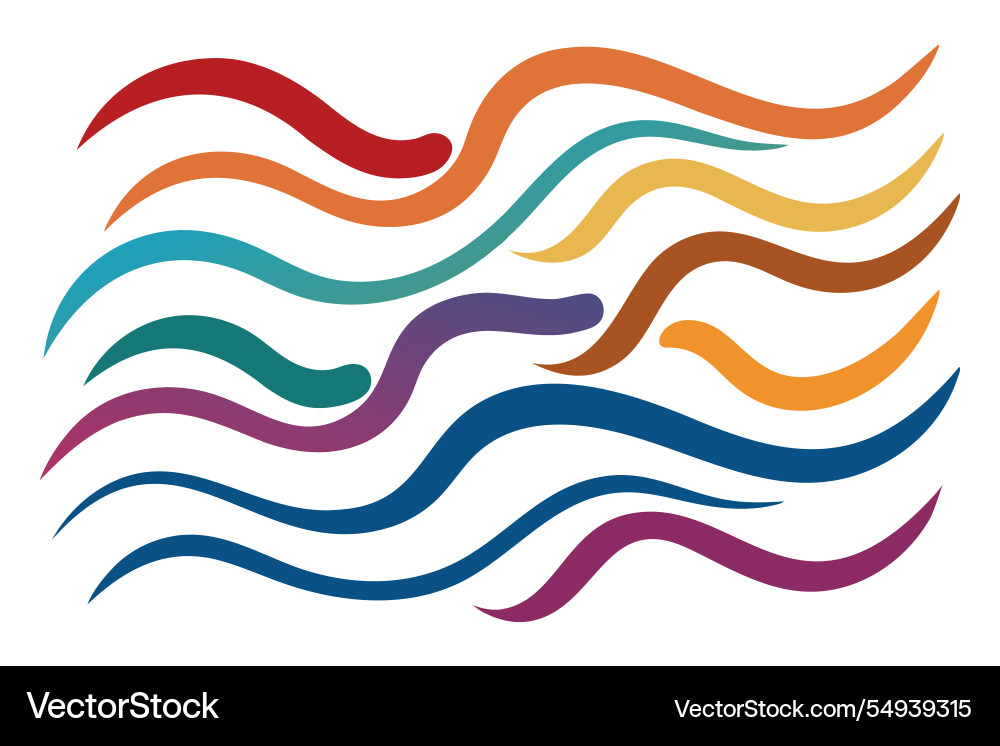 A collection of various wavy lines in different A collection of various wavy lines in different Vector Image