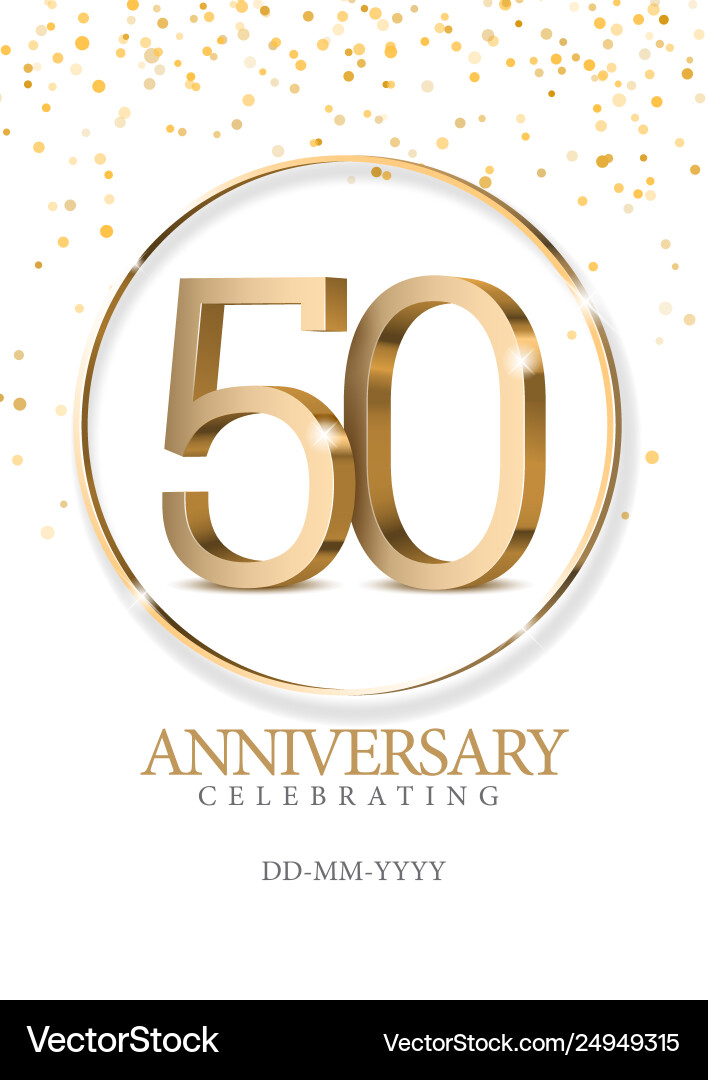 Anniversary 50 gold 3d numbers Royalty Free Vector Image