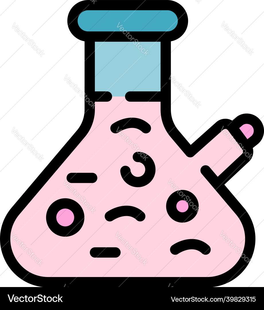 Boiling flask icon color outline Boiling flask icon color outline vector image