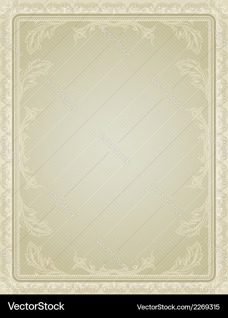 Certificate background with calligraphic lines Vector Image