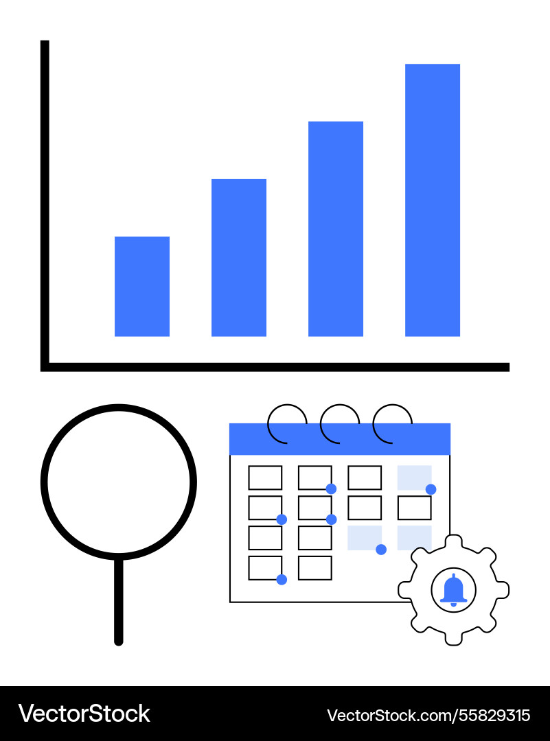 Datenanalyse und Aufgabenmanagement mit einer Bar Vektorbild