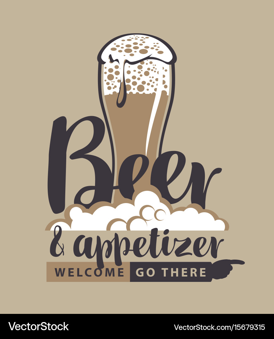Frothy Beer Banner with Pointer vector image