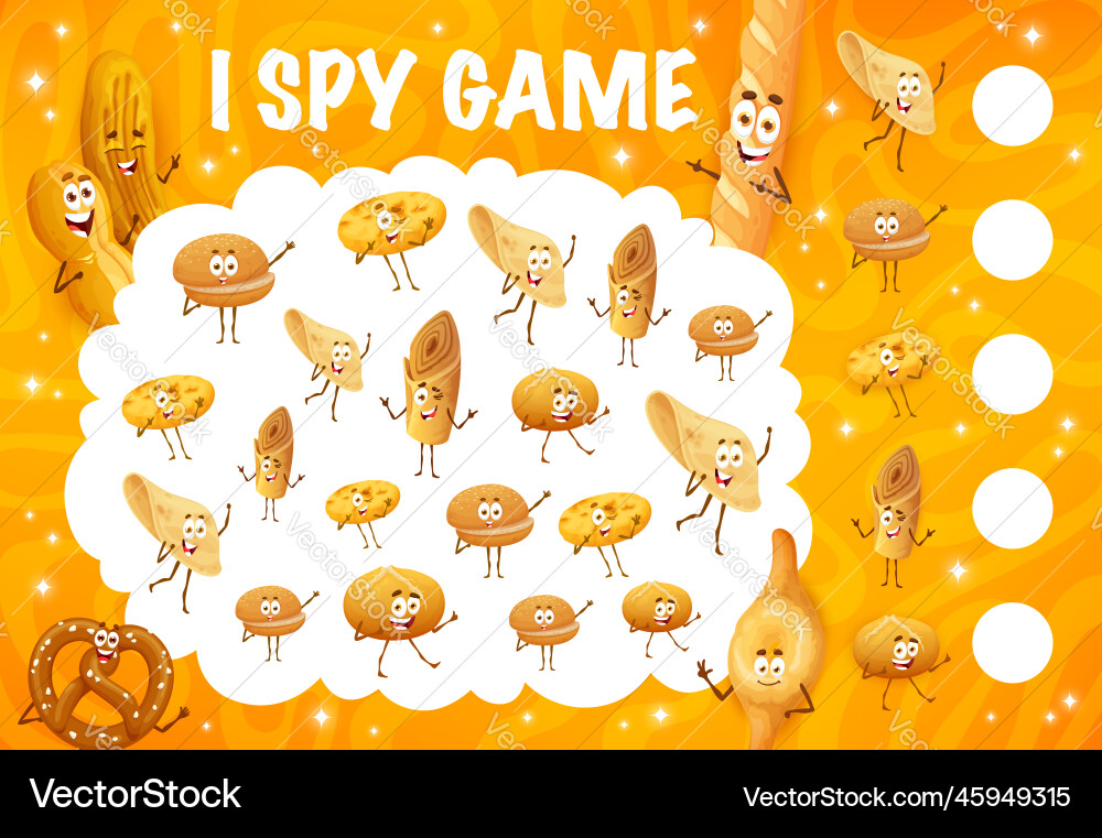 I Spy Bakery Bread Characters Game vector image