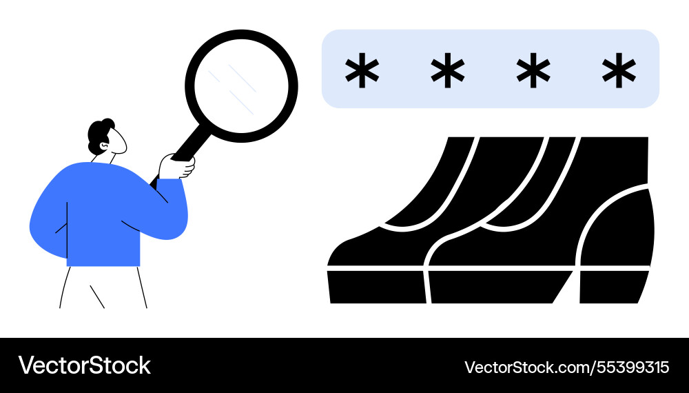 Person examining password security with magnifying Person examining password security with magnifying vector image