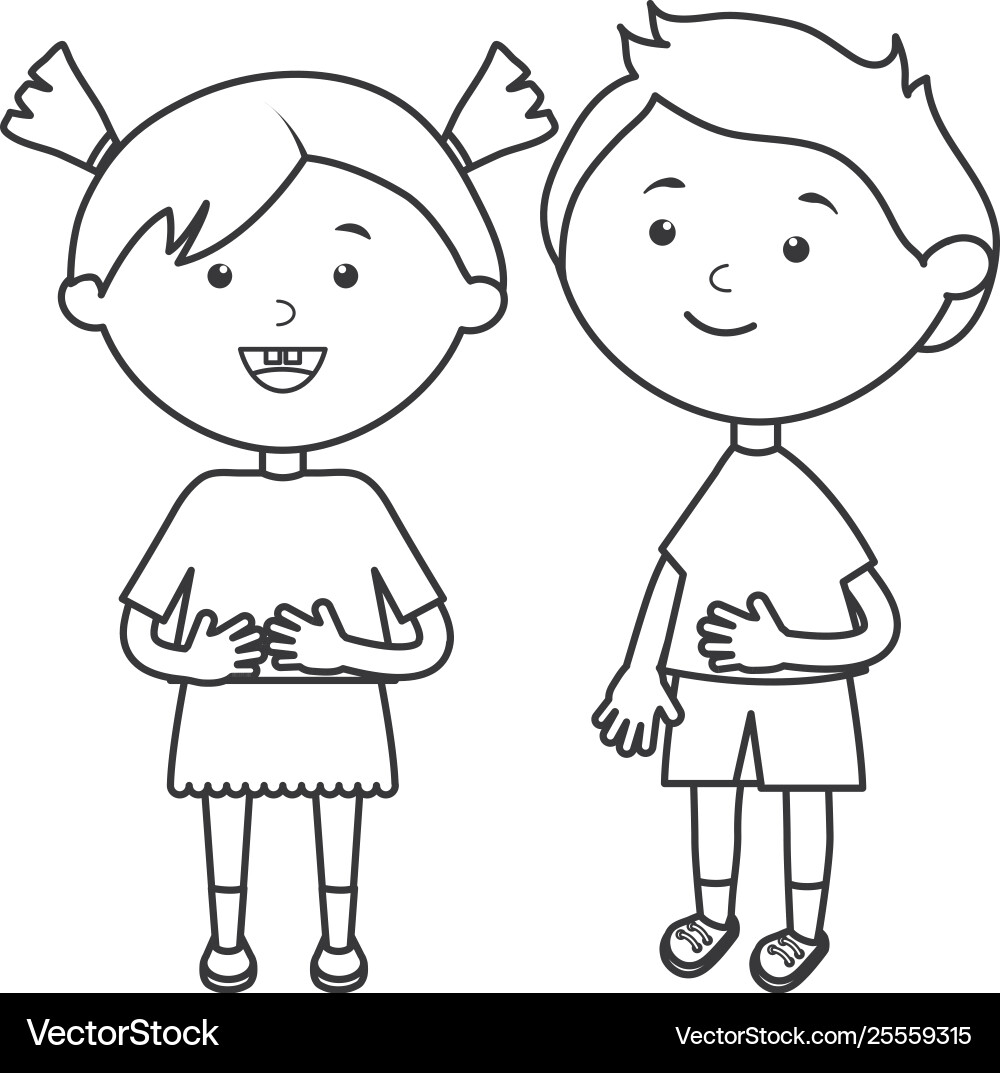 Süße kleine Kinder Paar Zeichen Süße kleine Kinder Paar Zeichen vektorbild