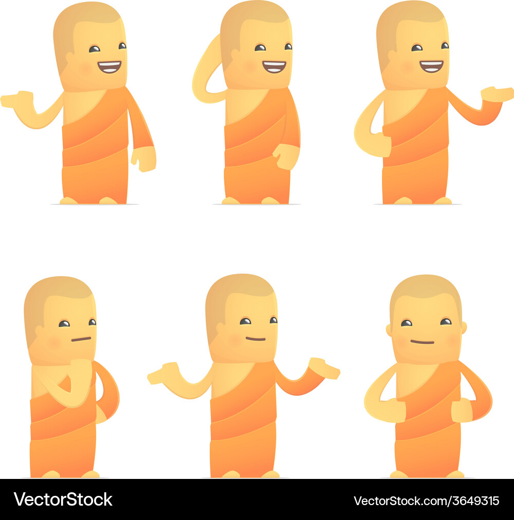 Set of monk character in different poses Vector Image