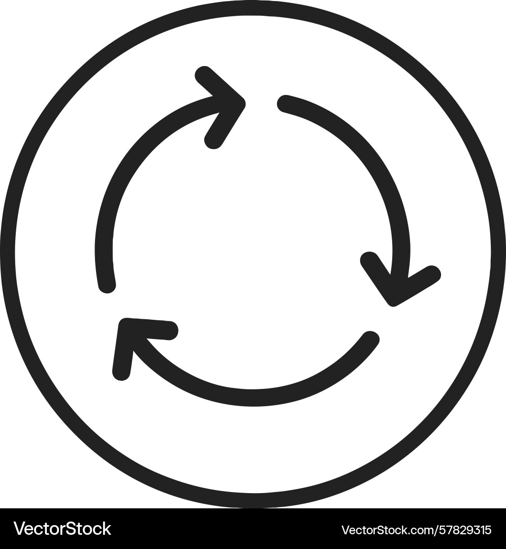 Symbol representing a continuous cycle with arrows vector image