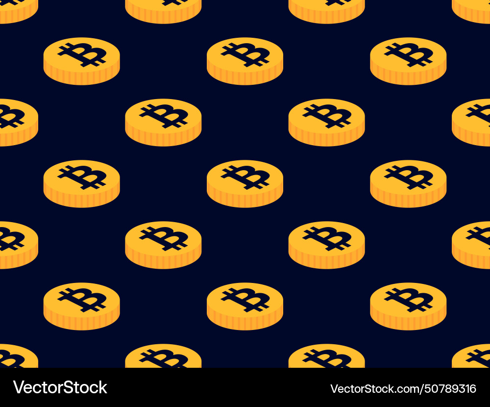 3d coins with bitcoin symbol seamless pattern 3d coins with bitcoin symbol seamless pattern vector image