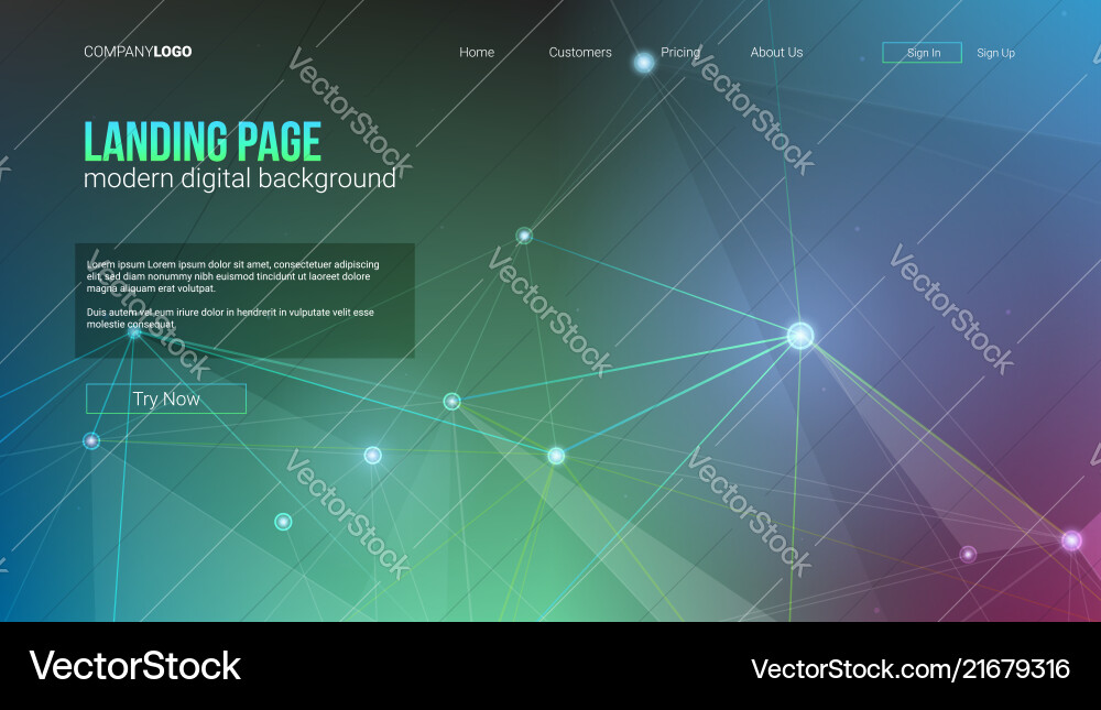 Digital Header with Geometric Elements vector image