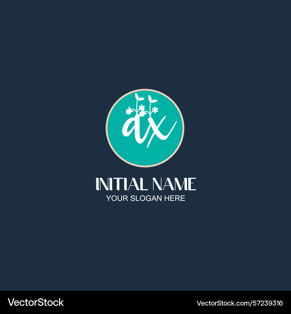 Elegant ax initial logo design with botanical Elegant ax initial logo design with botanical vector image
