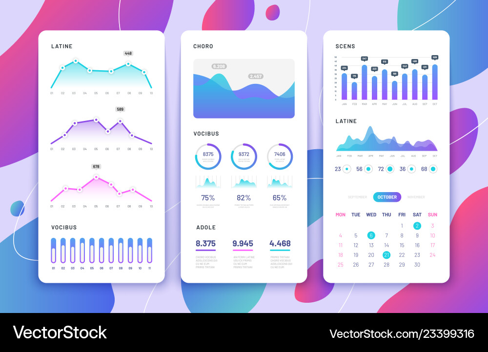 Mobile Statistics Dashboard UI vector image