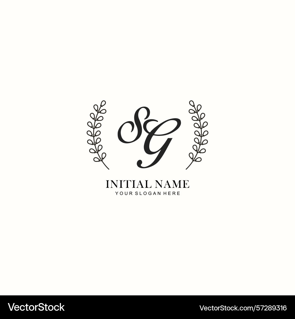 Sg initial logo templates with botanical elements Vector Image