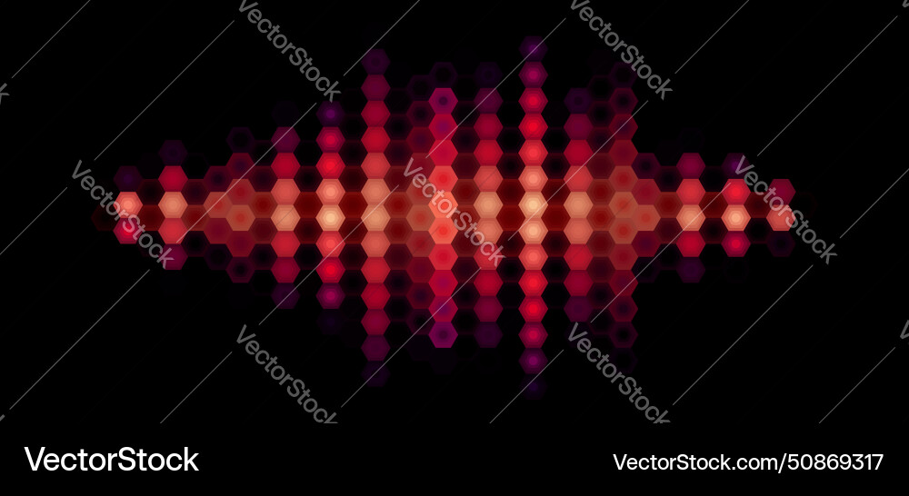 Audio or music shiny sound waveform with hexagonal Audio or music shiny sound waveform with hexagonal Vector Image