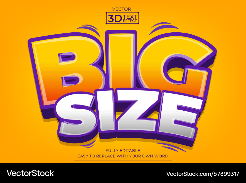 Big size editable 3d text effect vector image