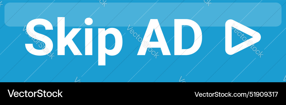Blue skip ad button inviting user Blue skip ad button inviting user Vector Image