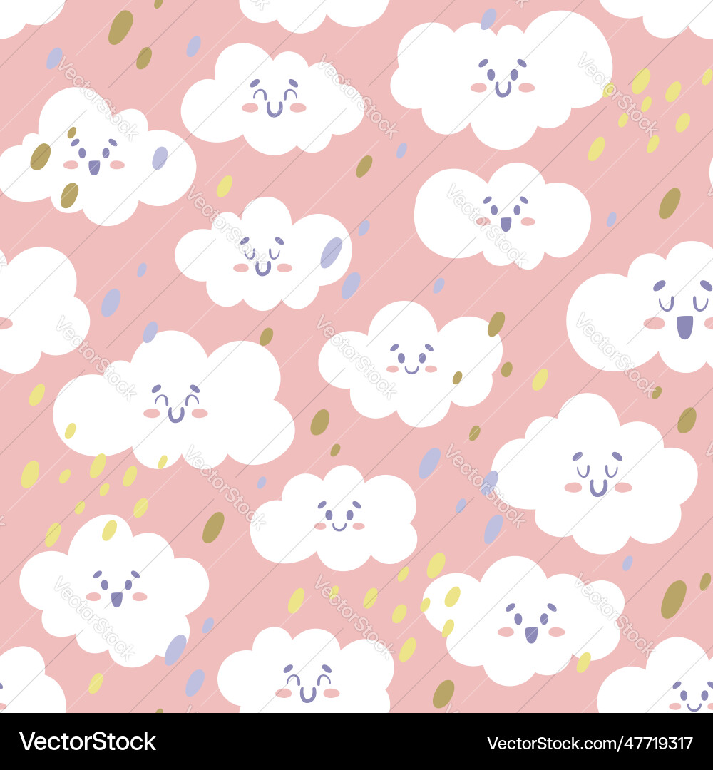 Clouds and dots seamless pattern vector image