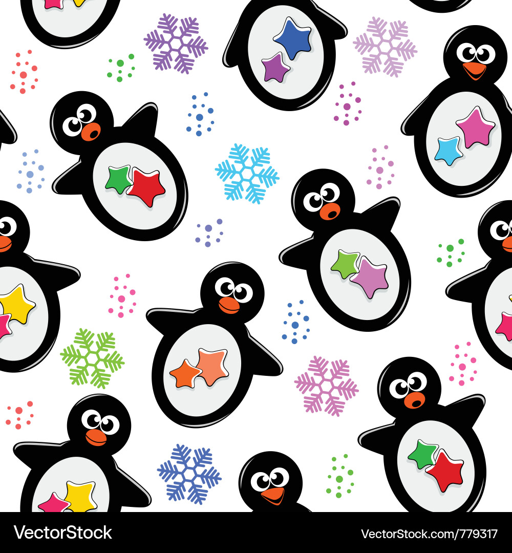 Cute Penguin Winter Pattern vector image