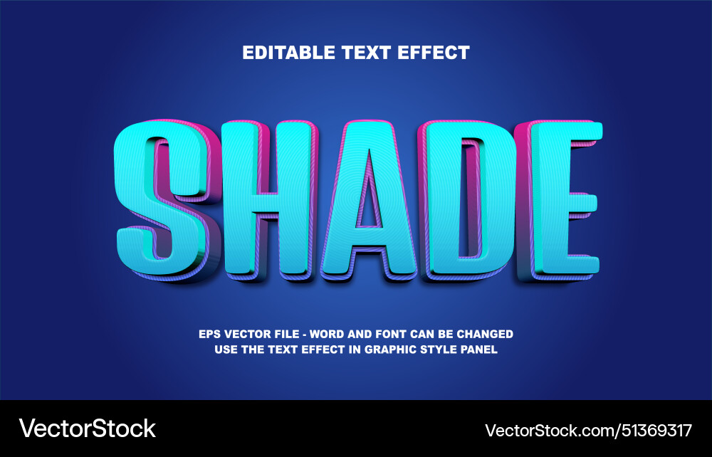 Editable text effect shade 3d template Vector Image