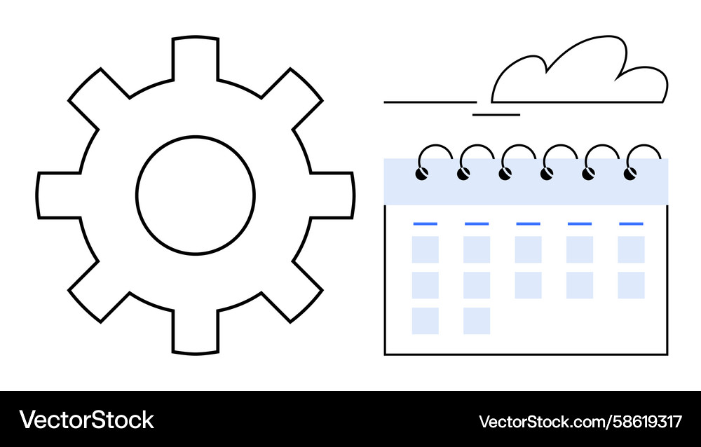 Gear element and calendar showing scheduling Vector Image