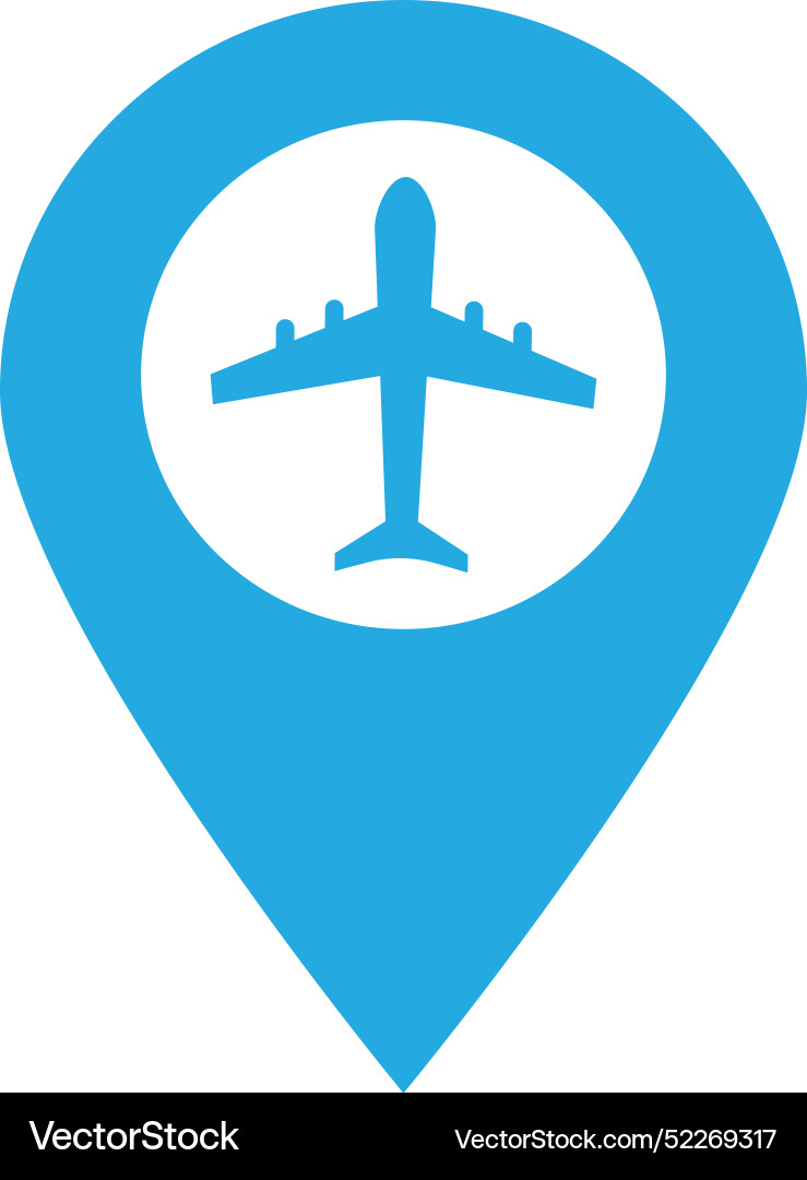 Map pointer with airplane icon Vector Image