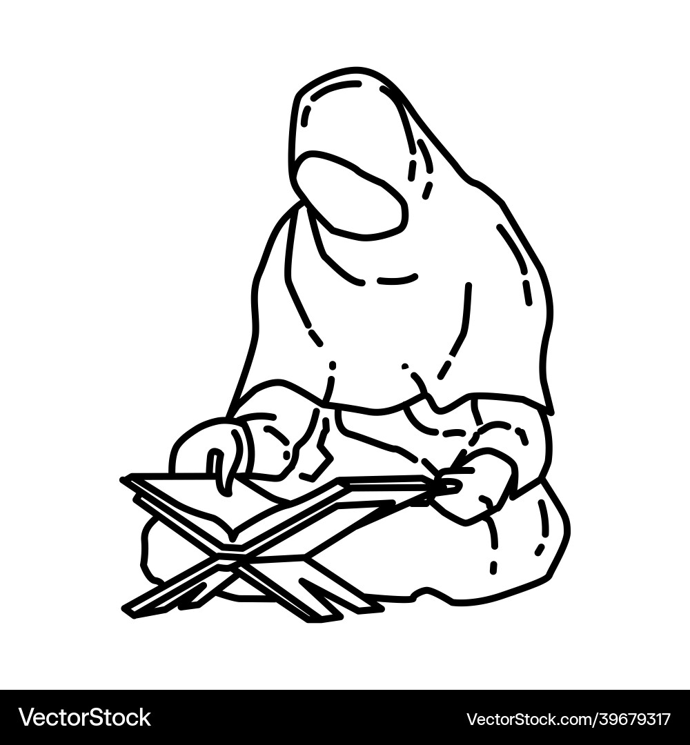 Muslim Women Tadarus Icon Vector Image