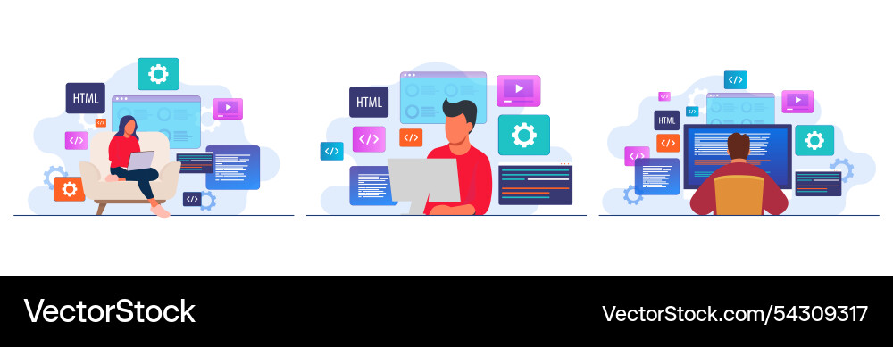 Programming and coding flat Programming and coding flat vector image