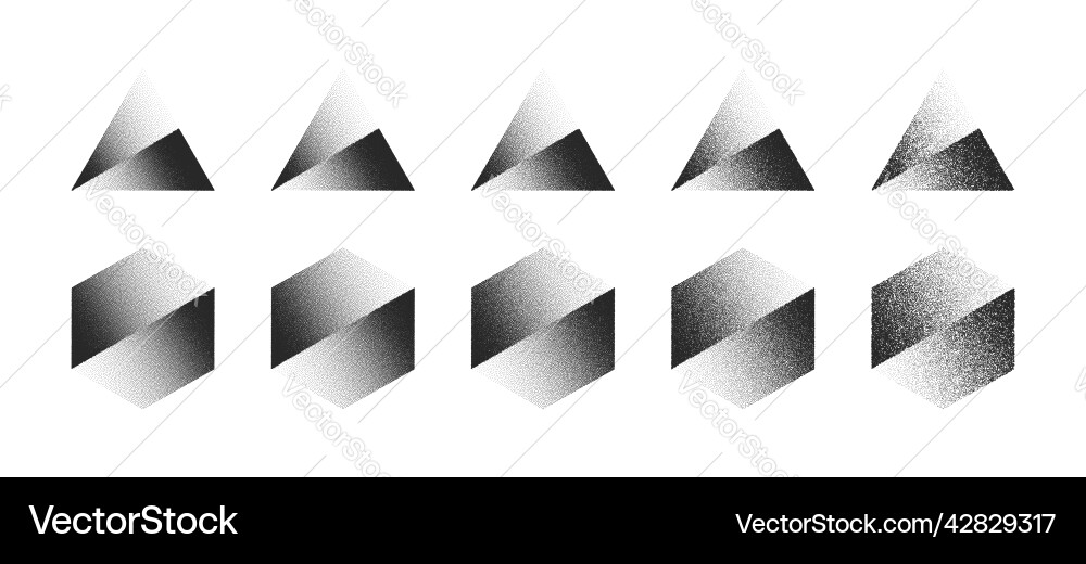 Shifted triangle hexagon abstract shapes set Shifted triangle hexagon abstract shapes set vector image