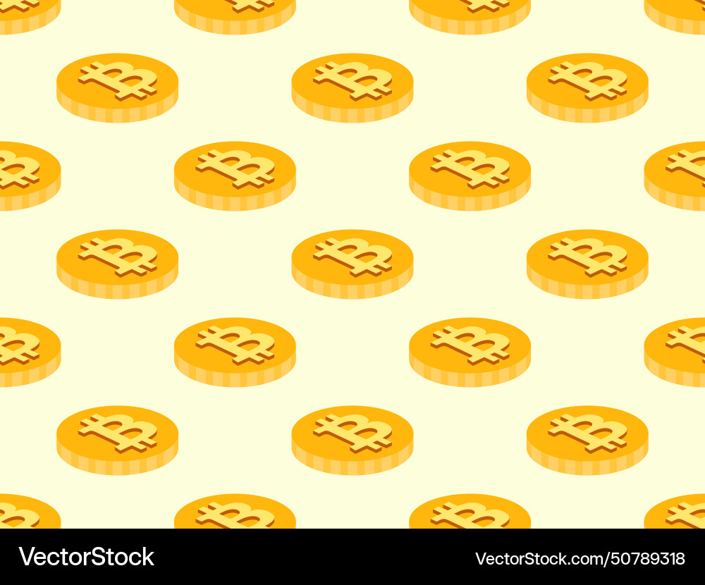 3d coins with bitcoin symbol seamless pattern 3d coins with bitcoin symbol seamless pattern vector image