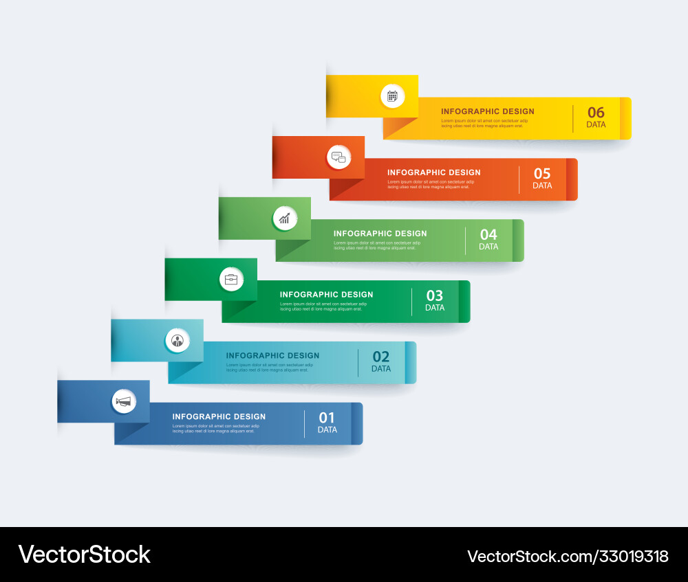 6 data infographics tab paper index template 6 data infographics tab paper index template vector image