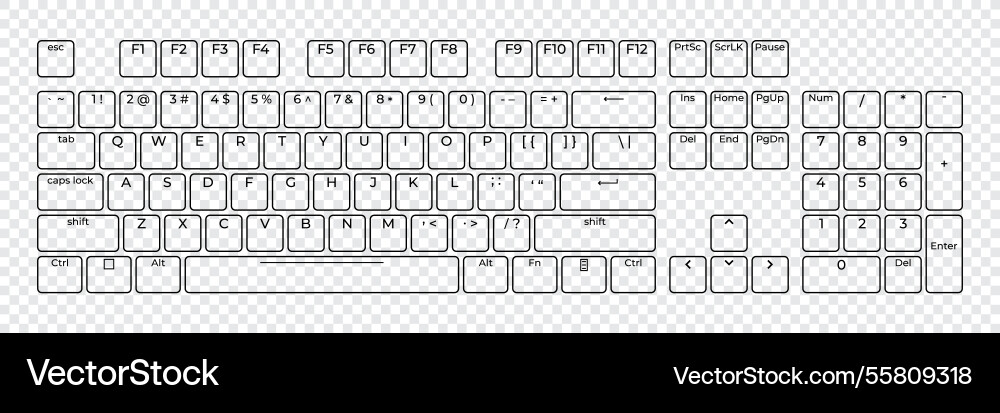 Computer keyboard button layout template Computer keyboard button layout template Vector Image