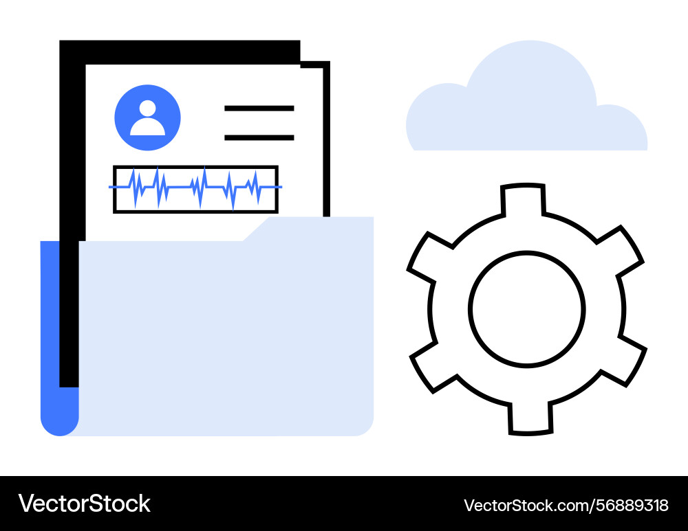 Digital folder with user data and cloud storage Digital folder with user data and cloud storage Vector Image