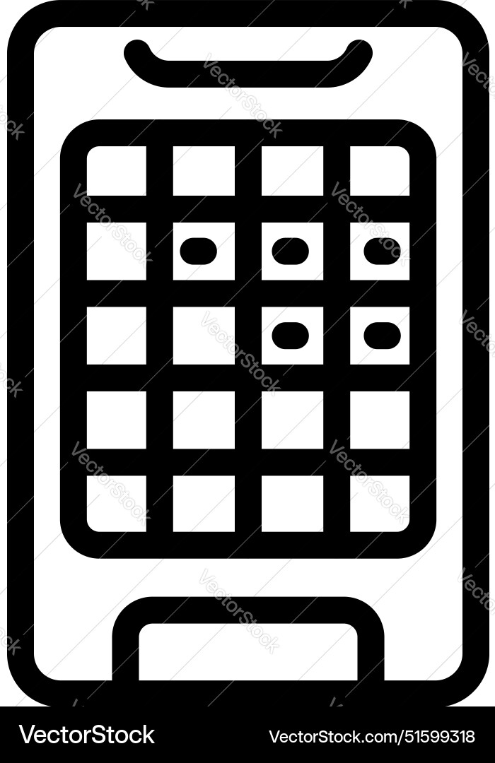 Line icon of a smartphone with pattern lock Line icon of a smartphone with pattern lock vector image