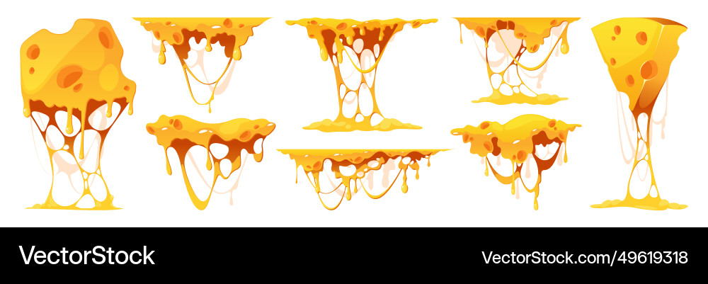 Melted cheese cartoon melting cheddar Melted cheese cartoon melting cheddar vector image