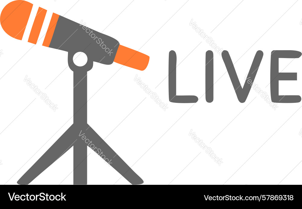 Microphone with live text - broadcast Vector Image