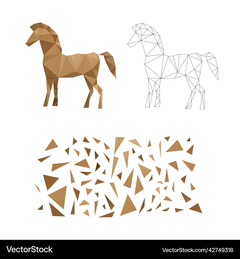 Polygonal puzzle game constructor from triangles Vector Image