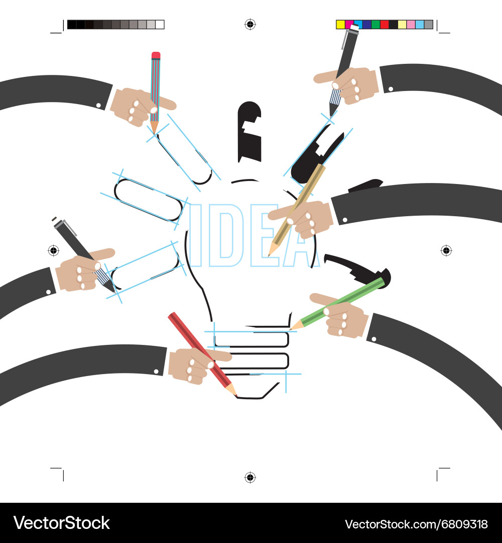 Print Calibration Elements - Hand with Pencils vector image