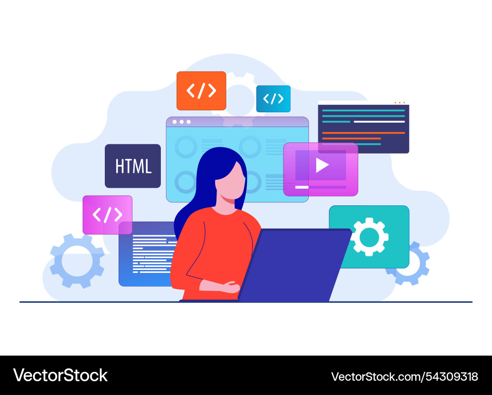 Programming and coding flat Programming and coding flat vector image