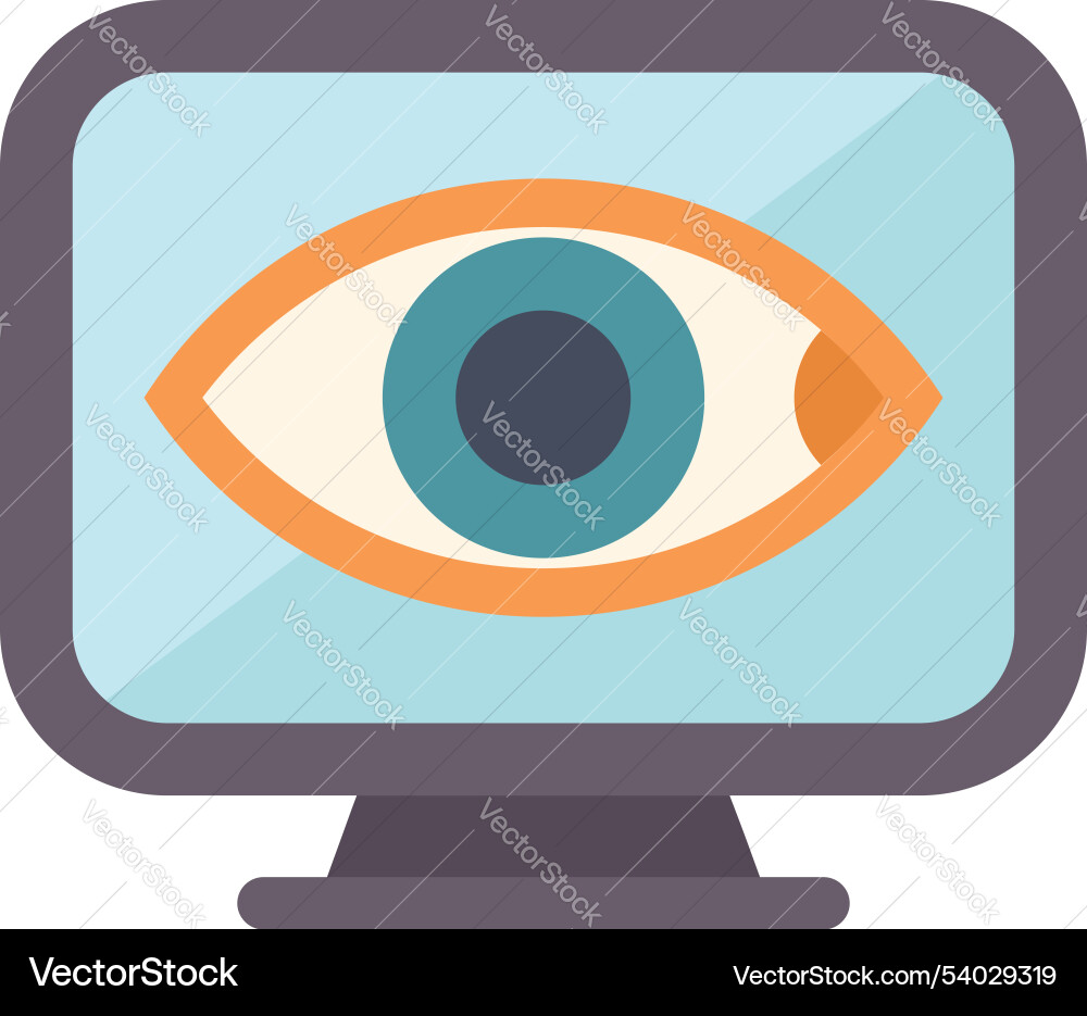 Computer screen showing big eye watching user Computer screen showing big eye watching user vector image