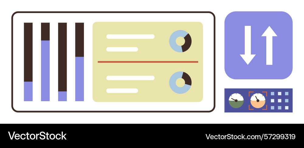 Data dashboard with charts graphs and analytics Vector Image