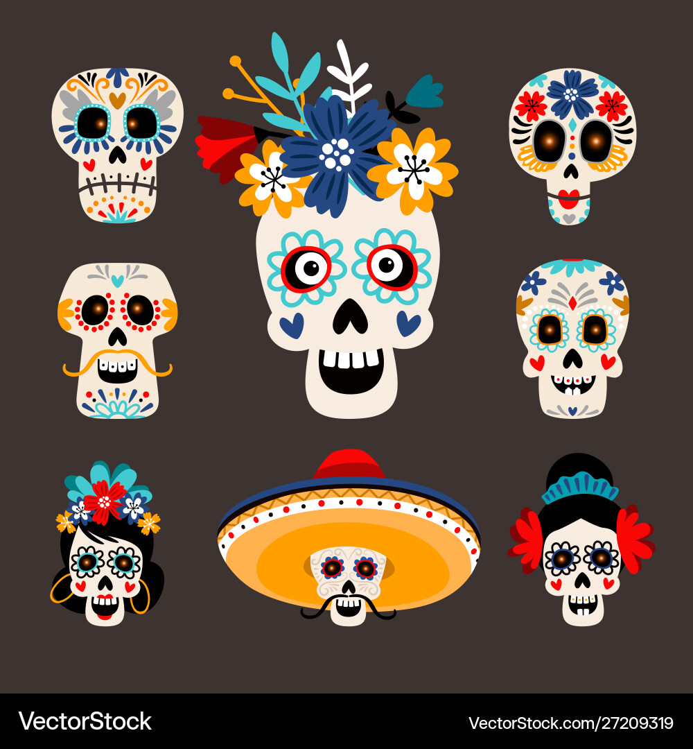 Day of the Dead Sugar Skulls vector image