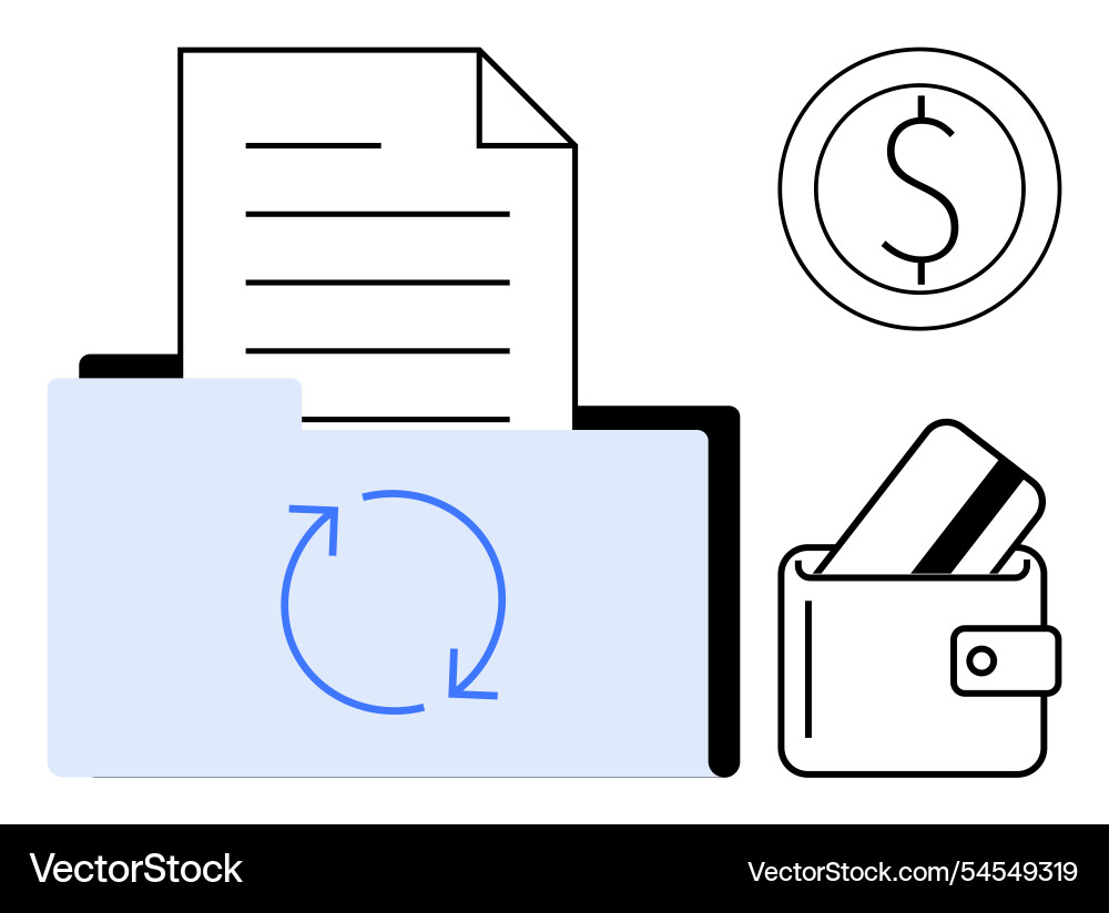 Digital financial management with file document Vector Image
